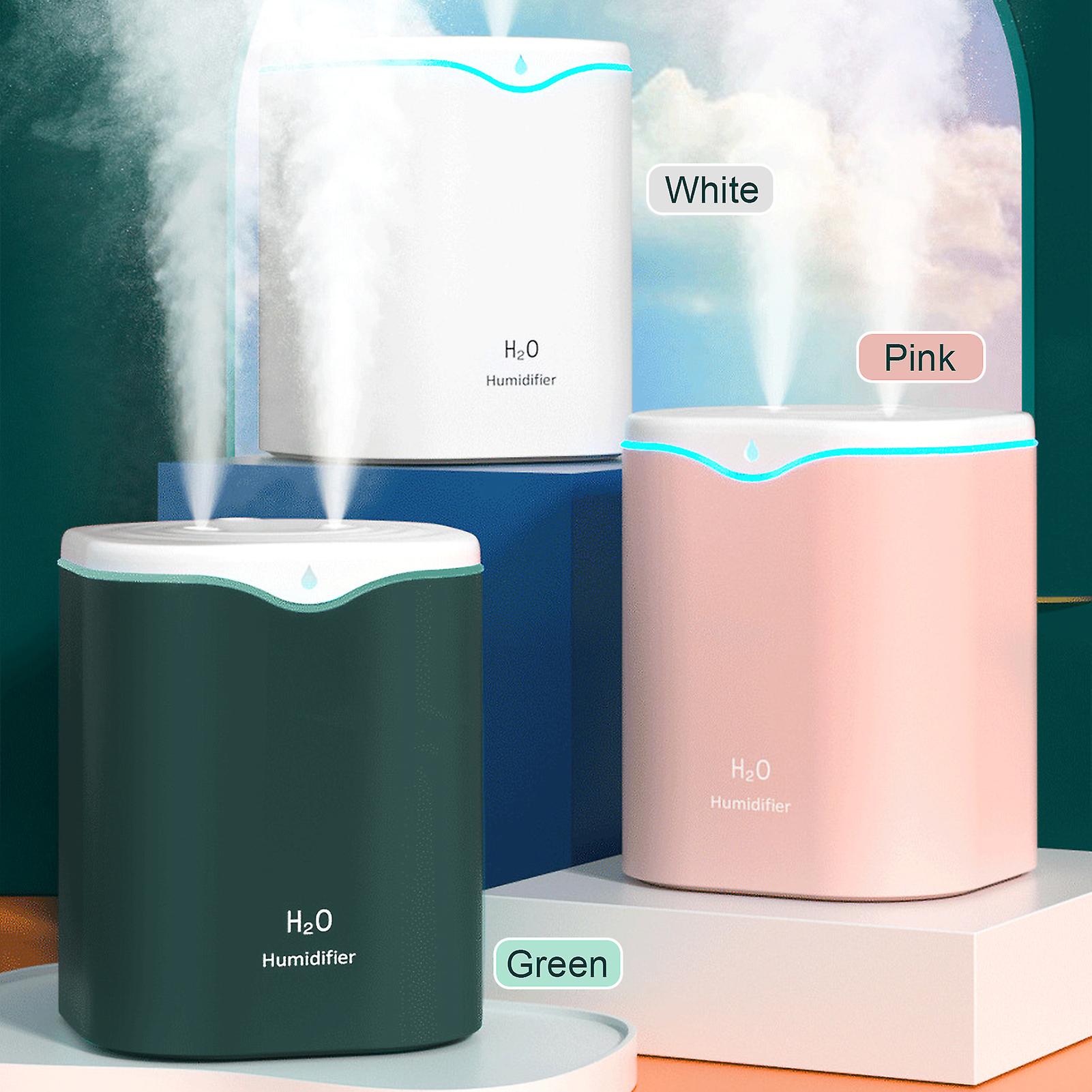 Green 2l Double Spray Humidifiers With Led Light Cool Mist Auto Shut-off Humidifier Portable Desk Humidifiers For Bedroom Home Baby Room