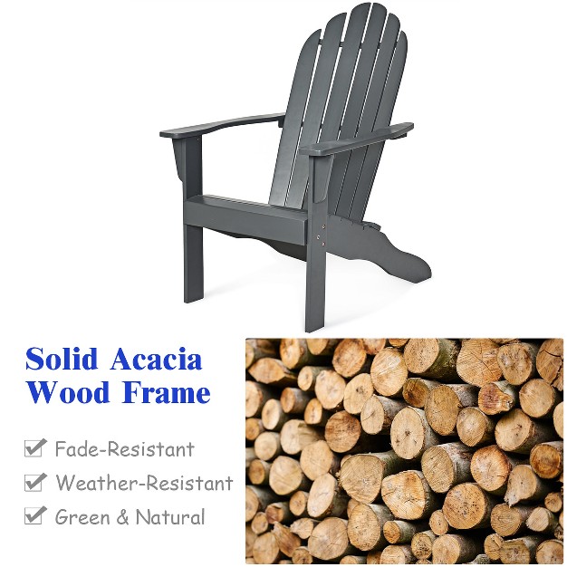 Costway Outdoor Adirondack Chair Solid Wood Durable Patio Garden Furniture Graynaturalwhite