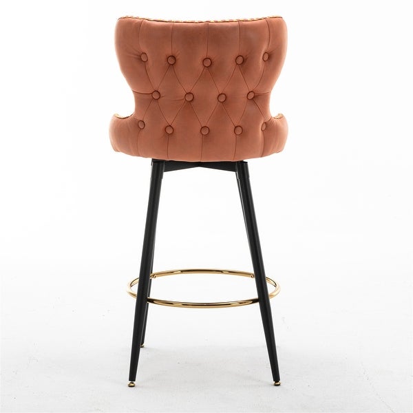 Modern Set of 2 Bar Chairs Bar Stools with Metal Legs