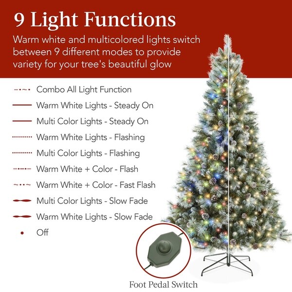 PreLit Frosted Artificial Scotch Pine Christmas Tree w/ Metal Stand