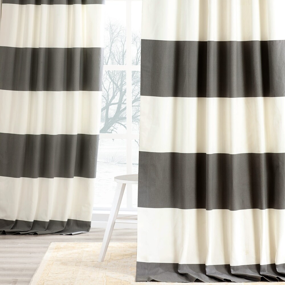 Exclusive Fabrics Cabana Cotton Horizontal Stripe 96 inch Curtain (1 Panel)