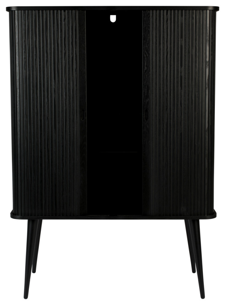 Black Tambour Door Cabinet  Zuiver Barbier   Midcentury   Accent Chests And Cabinets   by Oroa   Distinctive Furniture  Houzz