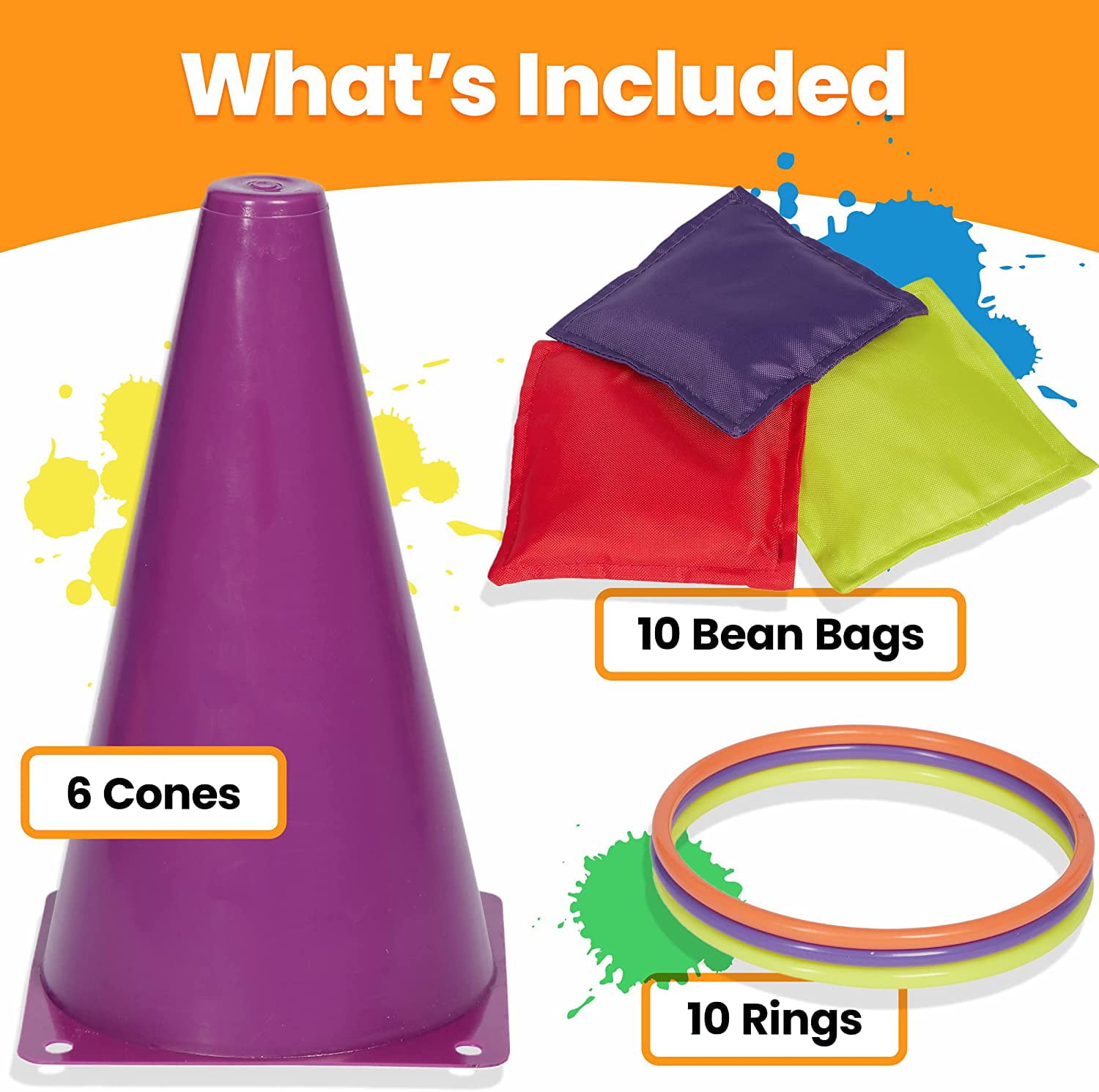 Prextex 3-in-1 Yard Game Set - Ring Toss Set, Bean Bag, Cones | Lawn, Street, Pool, Garden Games | Sports Day Kit Equipment, Party/Gift Bag | Birthday, Christmas, Halloween, Easter Games | Kids&Adults