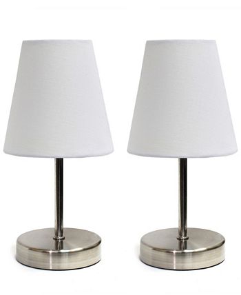 All The Rages Simple Designs Sand Nickel Mini Basic Table Lamp with Fabric Shade 2 Pack Set