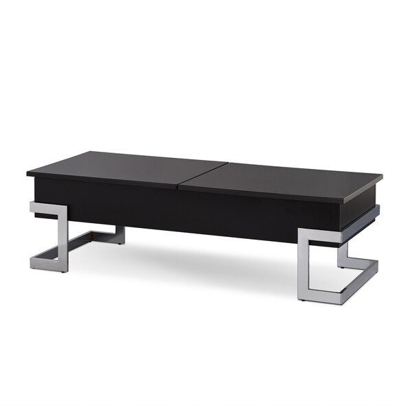 White and Chrome Box Storage Modern Coffee Table