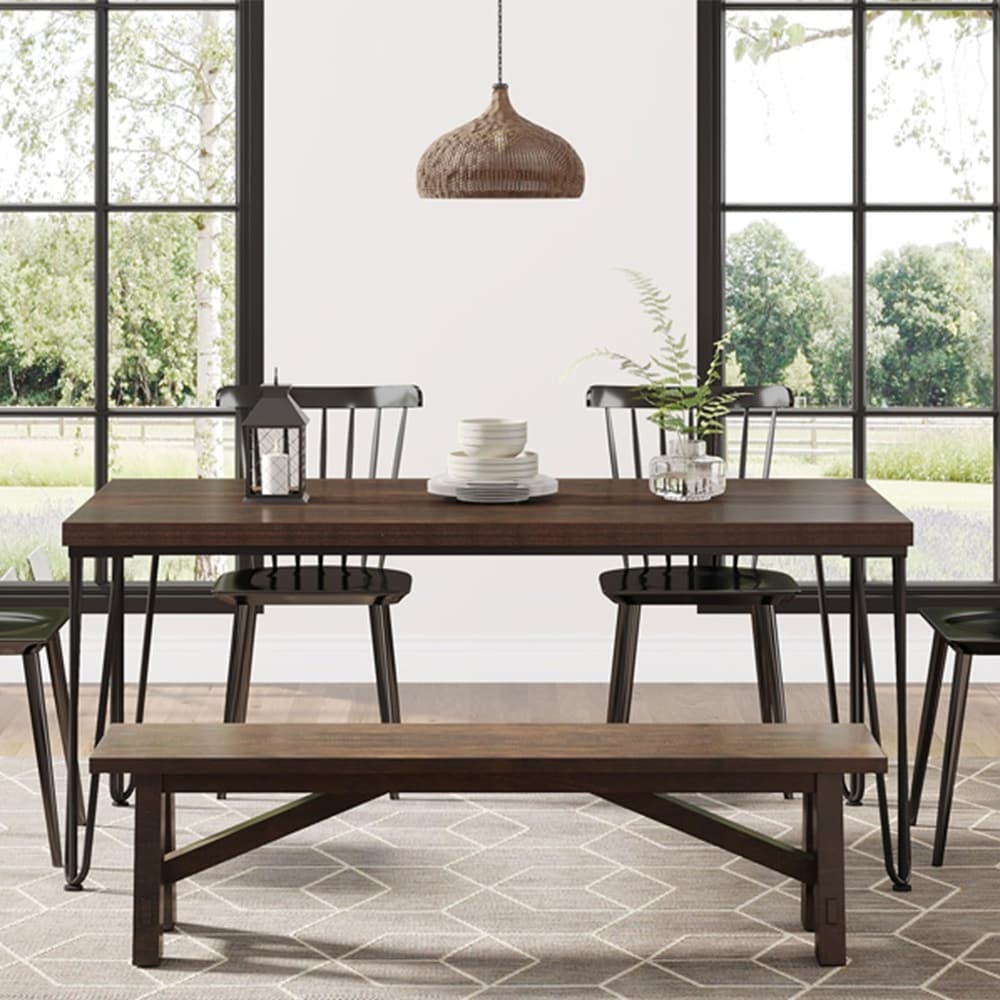 62.9 Inch Rustic Dining Table for Kitchen Dining Room