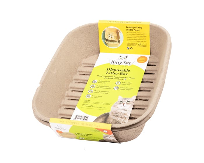 Kitty Sift Disposable Large Litter Box， Pack of 2 + Bonus Sifting Liner， Size Large - KSR-2LB1SL-L1