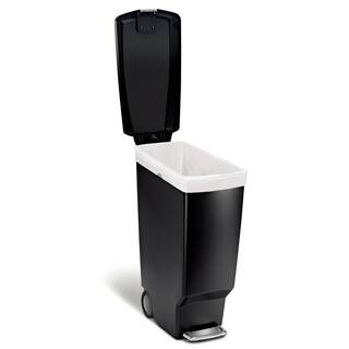 simplehuman 40-Liter Black Plastic Slim Step-On Trash Can CW1361