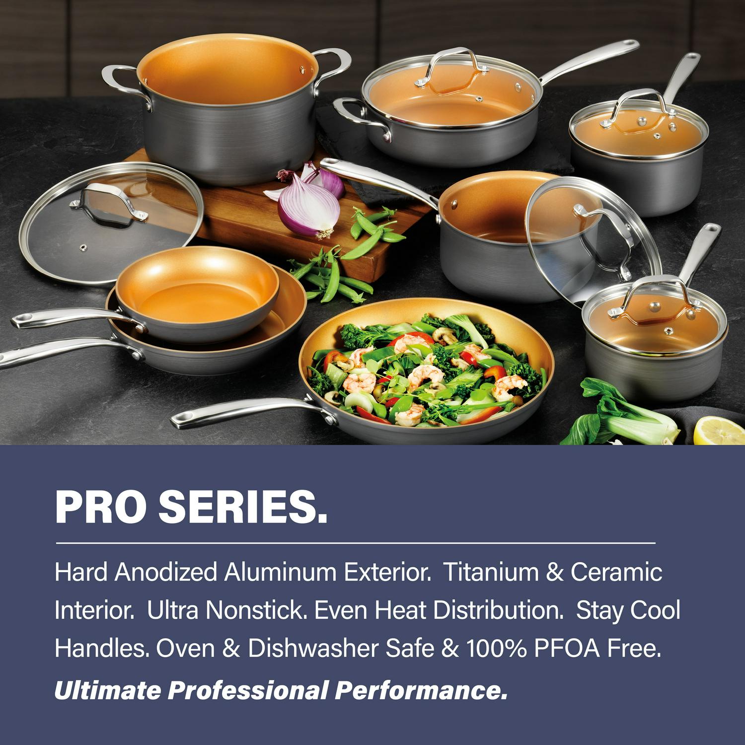 Gotham Steel Pro Hard Anodized 13 Pcs Premium Cookware Set Pots and Pans Set PFOA Free Cookware Set Dishwasher Safe