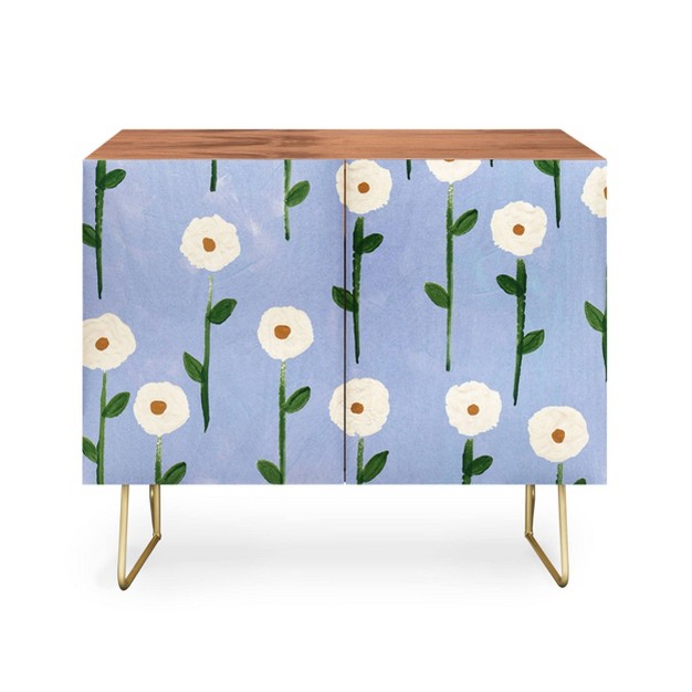 Reves Et Histoires Cute Little Flowers Gold Legged Credenza Deny Designs