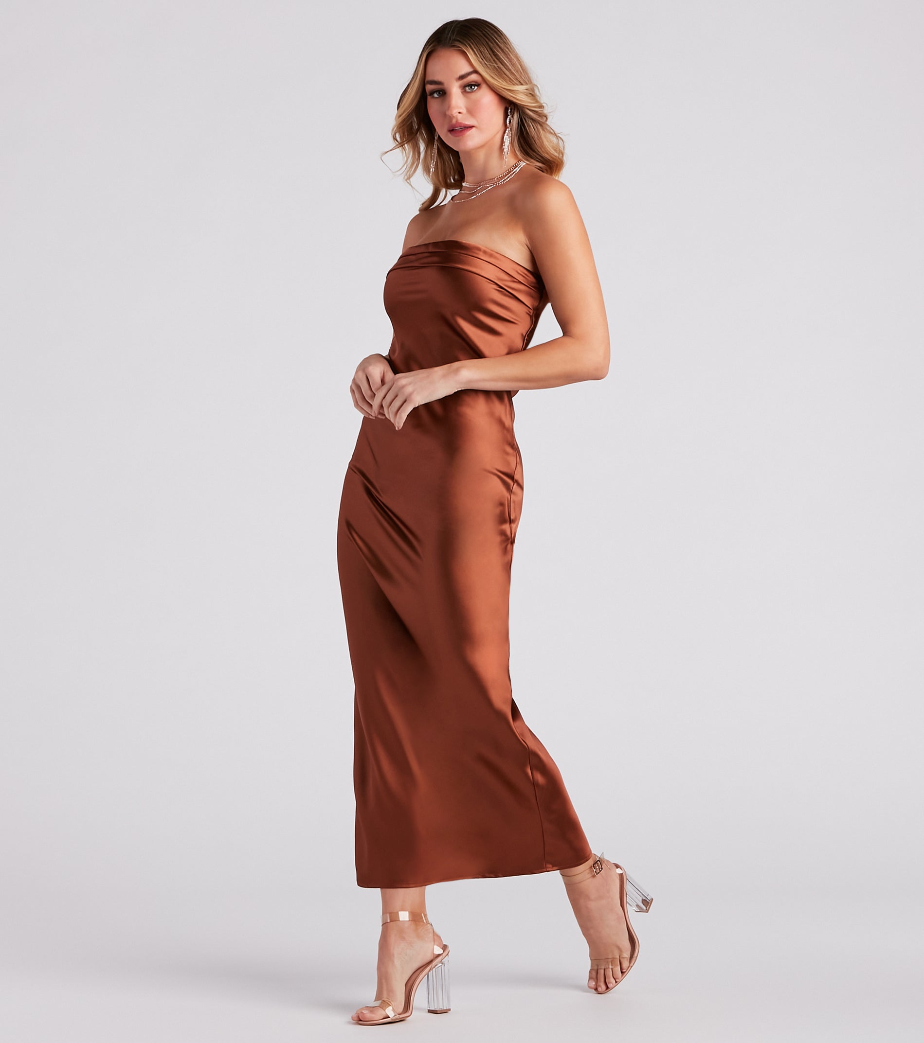 Jaylee Strapless Satin Formal Dress