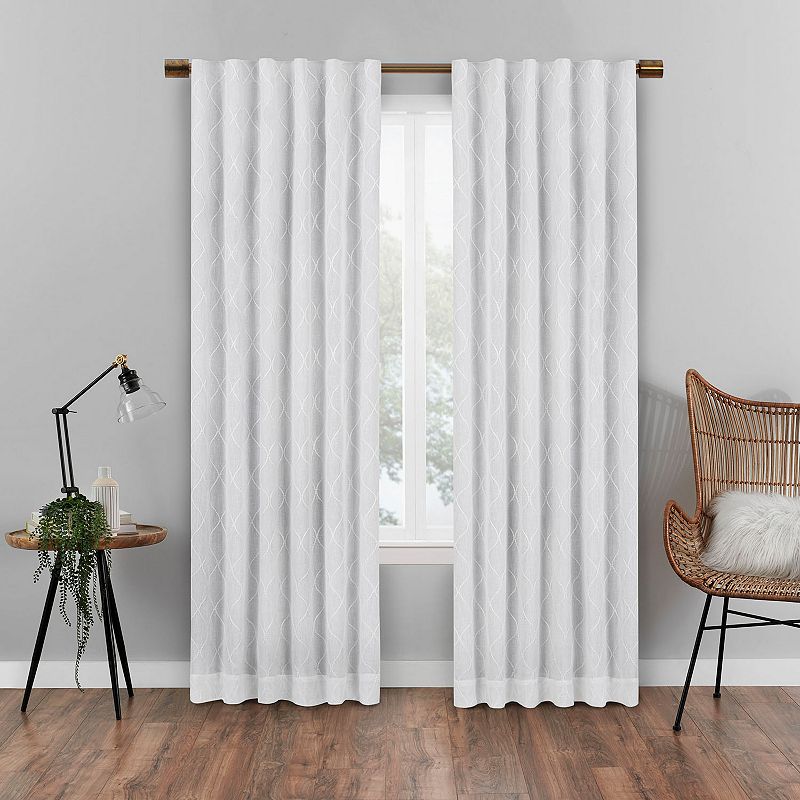 eclipse Absolute Zero Nora Geo Embroidery 100% Blackout 1-Panel Window Curtain