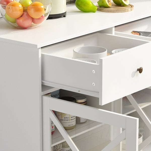 2-Tier Storage Console Cabinet Table With 2 Drawers