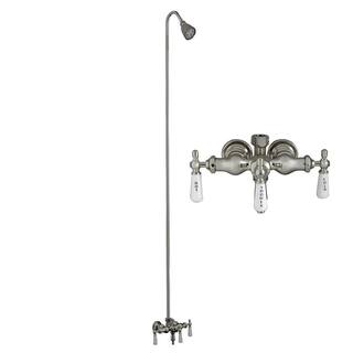 Barclay Products Porcelain Lever 3-Handle Claw Foot Tub Faucet with Diverter Riser and Showerhead in Chrome 4010-PL-CP