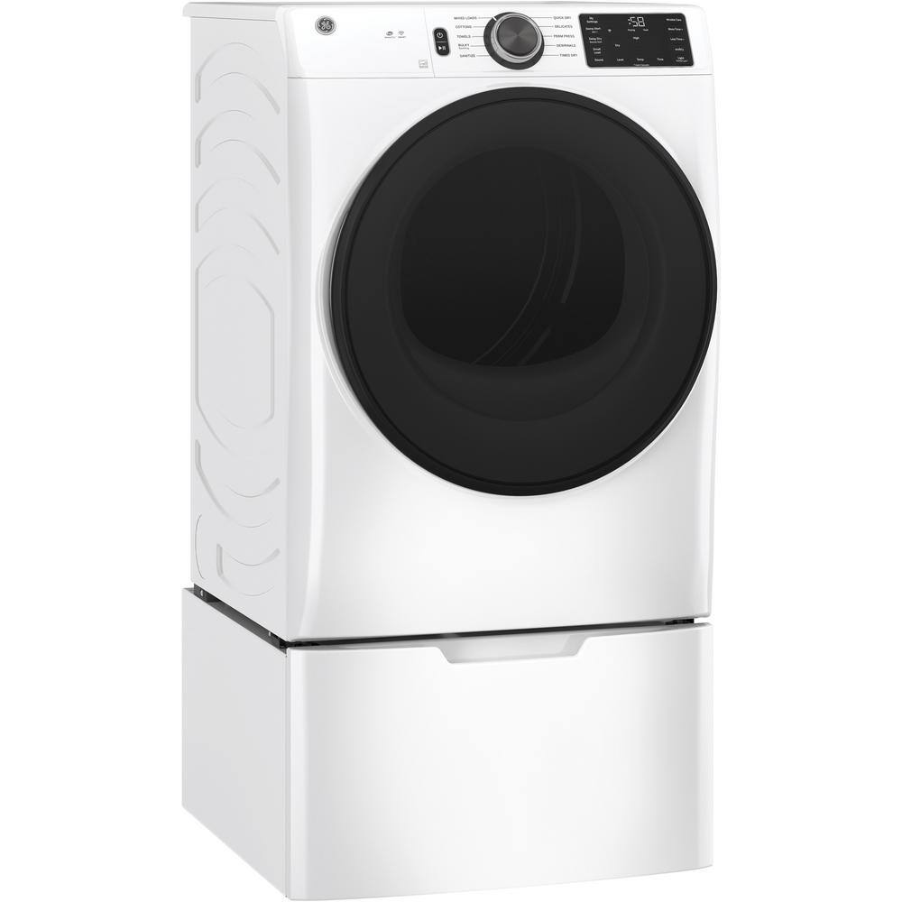 GE 7.8 cu. ft. Smart Front Load Electric Dryer in White with Sanitize Cycle ENERGY STAR GFD55ESSNWW