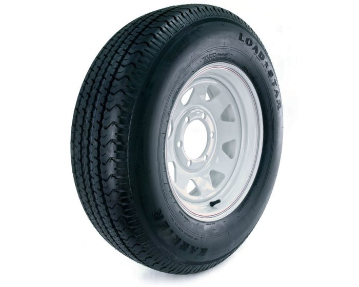 Kenda Loadstar Karrier Radial Trailer Tire and 6-Hole Custom Spoke Wheel (5/4.5) - 225/75R-15 LRD