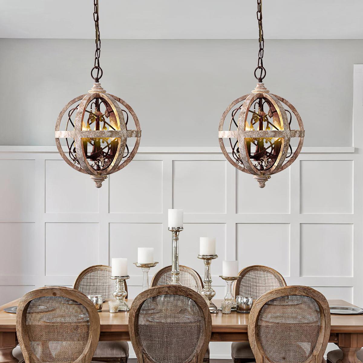 Retro Globe Weathered Chandelier