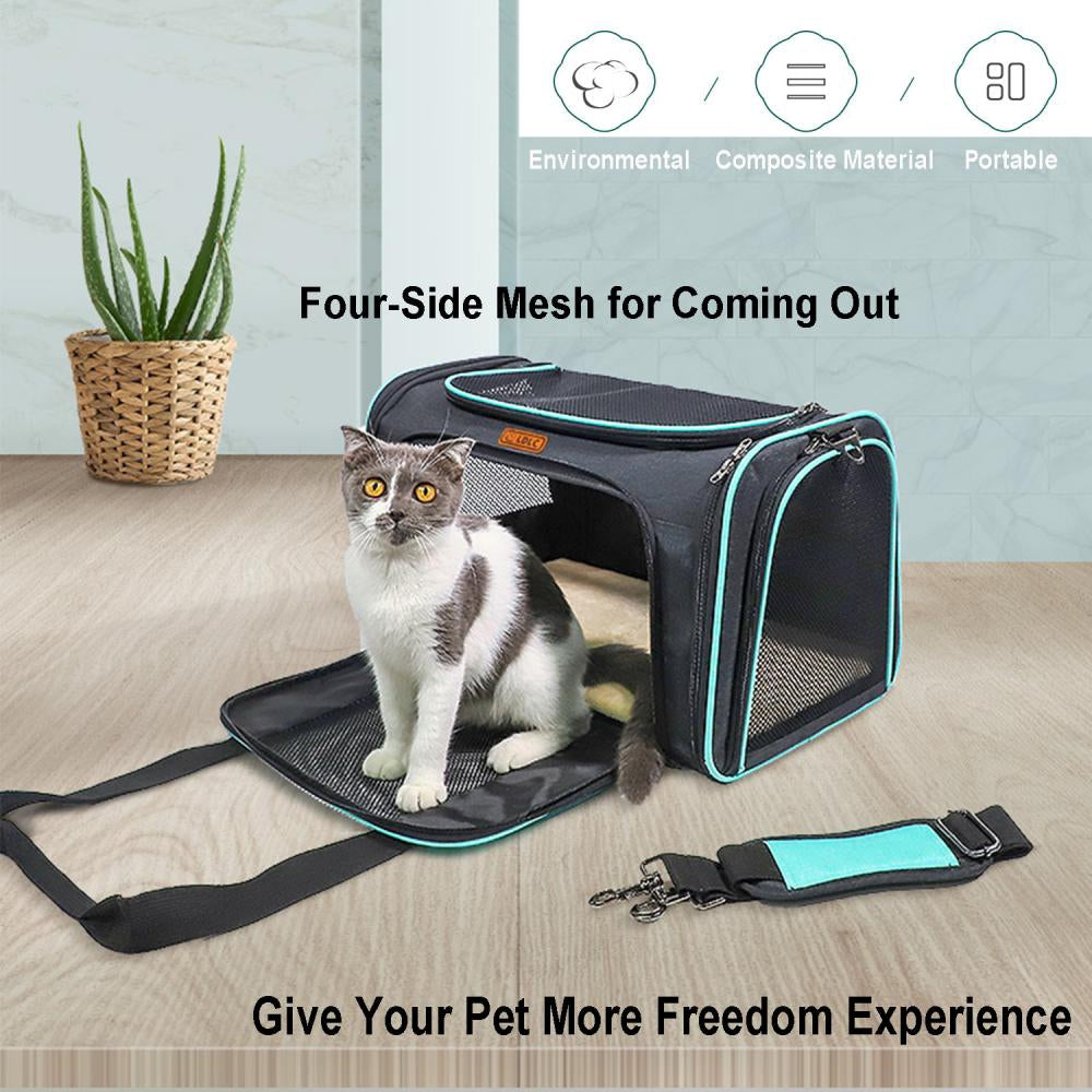 Cat Carrier Airline Approved， Small Pet Carriers Soft Sided Carry  Bag Small Cats / Dogs Comfort Travel Bag Outdoors Bags Under 15 lbs， Mint Green