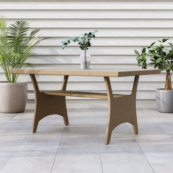 Decker Contemporary 57inch Wicker PlankStyle Outdoor Dining Table by MandL Co.