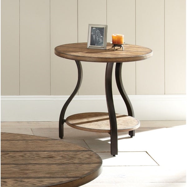 The Gray Barn Buffalo Horn Wood and Metal End Table