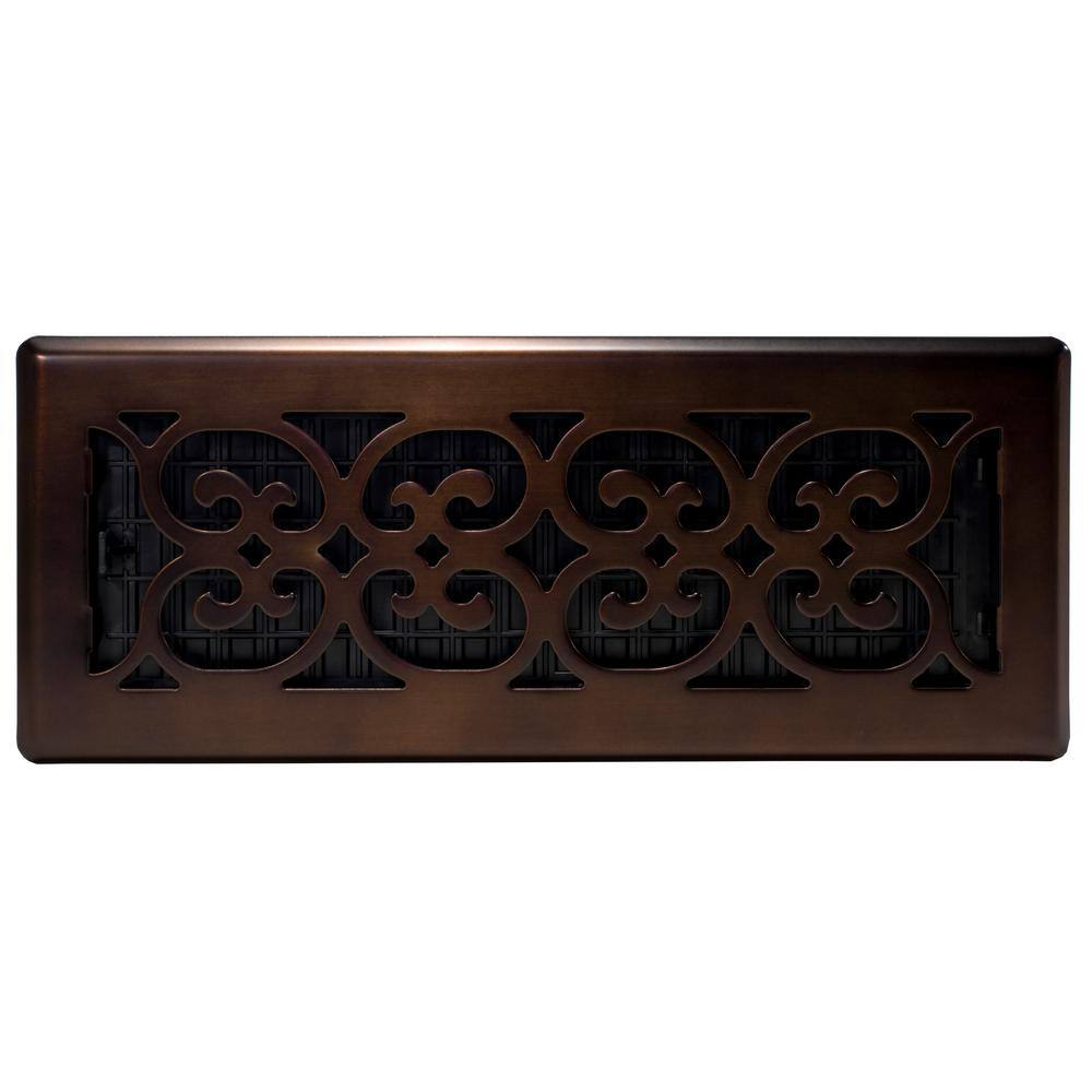 Decor Grates 4 in. x 12 in. Scroll Plated Bronze Register SPH412-RB