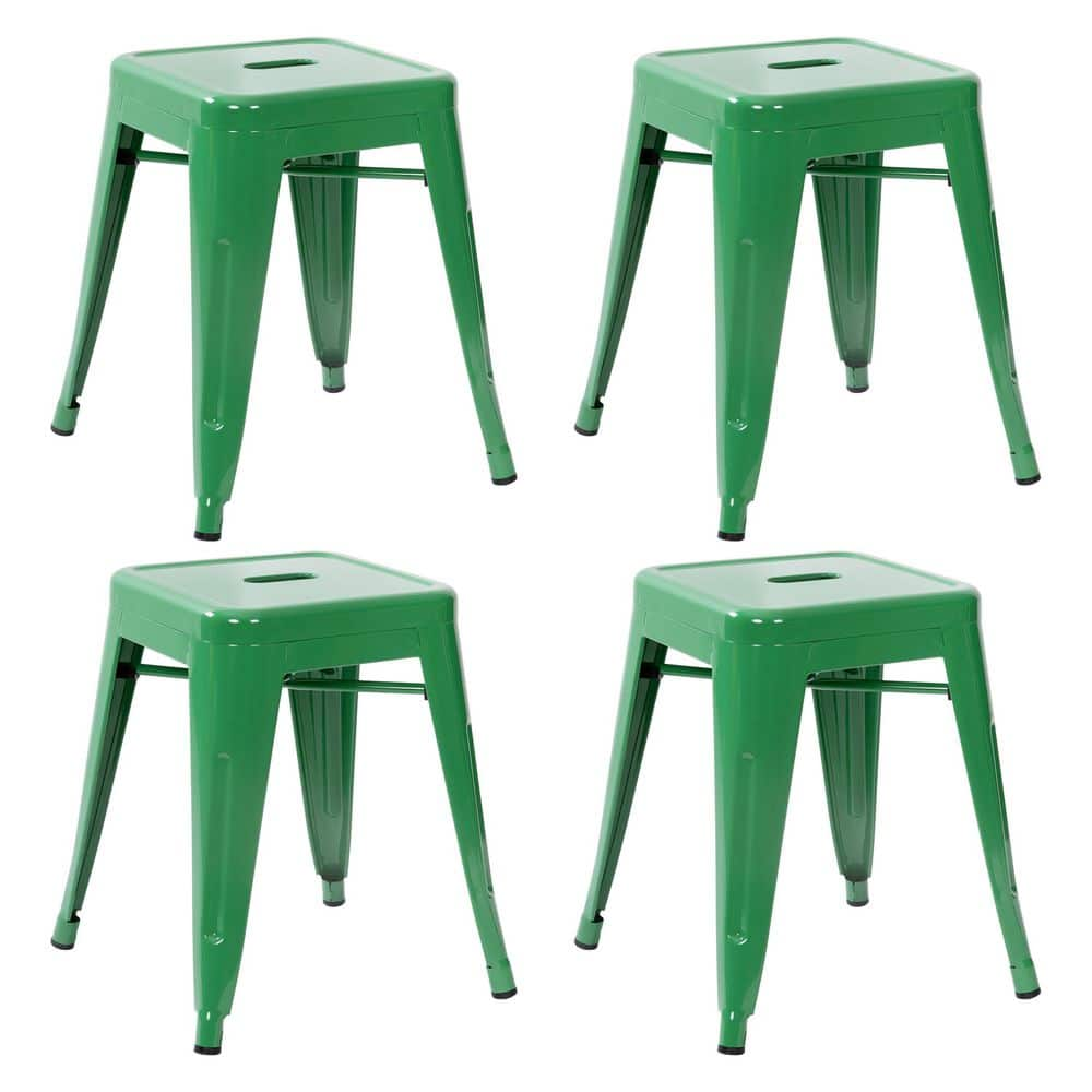 Carnegy Avenue 18 in. Green Backless Metal Bar Stool with Metal Seat Set of 4 CGA-ET-509914-GR-HD