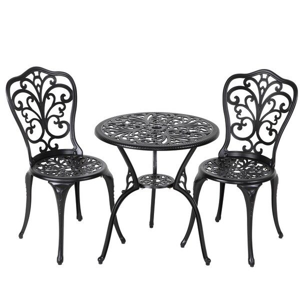 NUU GARDEN 3piece Black Cast Aluminum Patio Bistro Set