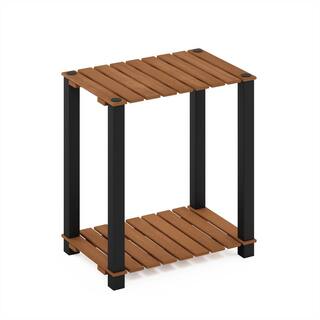 Furinno Pangkor 19.7 in. H x 17.7 in. W x 11.8 in. D Outdoor Natural Wood Plant Stand Potted Plant Shelf 2-Tier 22362FGBK