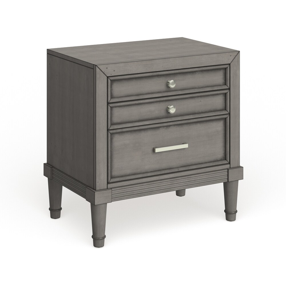 Hax Transitional Grey 2 Drawer Solid Wood Nightstand by Furniture of America