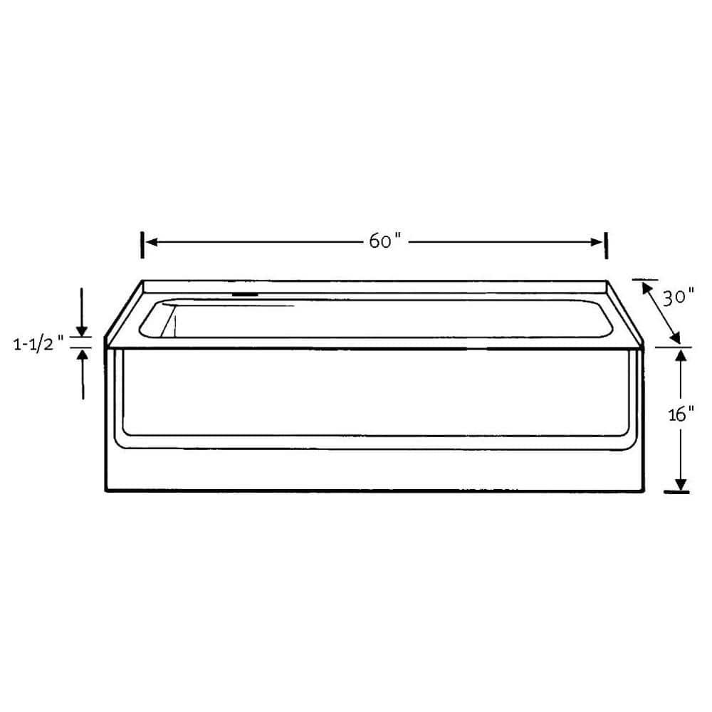 Swan 60 in Fiberglass Left Drain Rectangular Alcove Bathtub in White