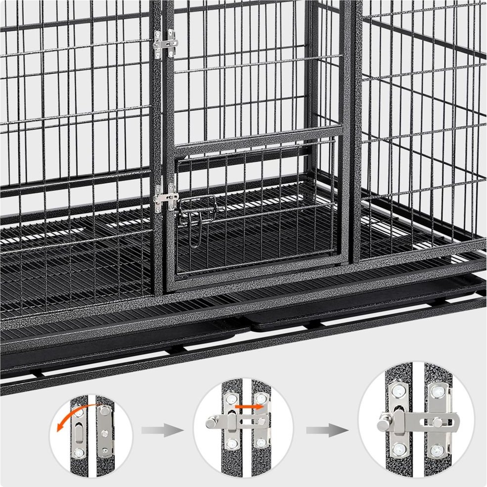 Yaheetech Wheels and Litter Pans Dog Crate， Black， 43-in