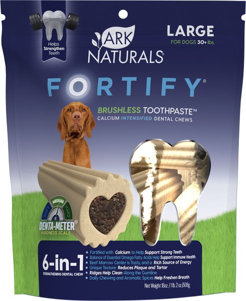 Ark Naturals Fortify Brushless Toothpaste Large Dental Dog Treats， 18-oz bag