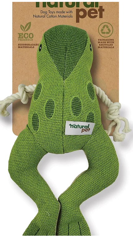 Natural Pet Small/Med canvas Hemp Assorted Dog Toy - Turtle/Frog/Goose