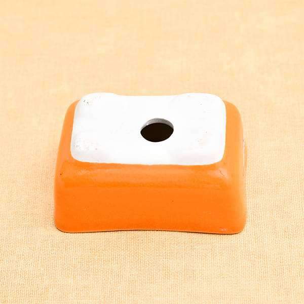 3.8 inch (10 cm) Bonsai Rectangle Ceramic Pot (Orange) (set of 3)