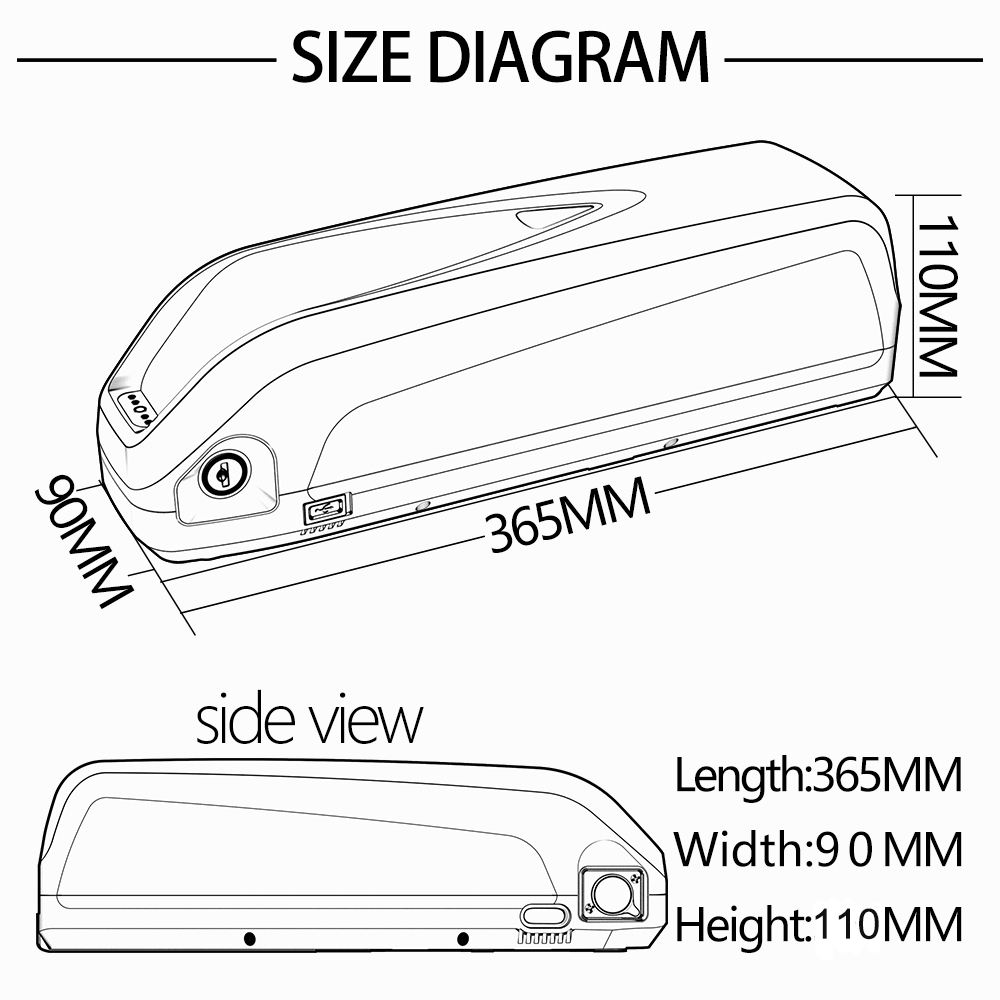 Hailong Plus Downtube type 45pcs Cell electric bicycle battery box 36V 48V 13S5P 10S6P battery case for e bike