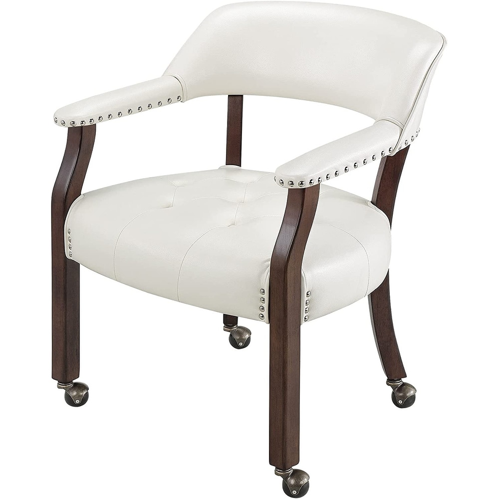 Dining Chairs with Casters Solid Wood Frame Poker Table Chairs