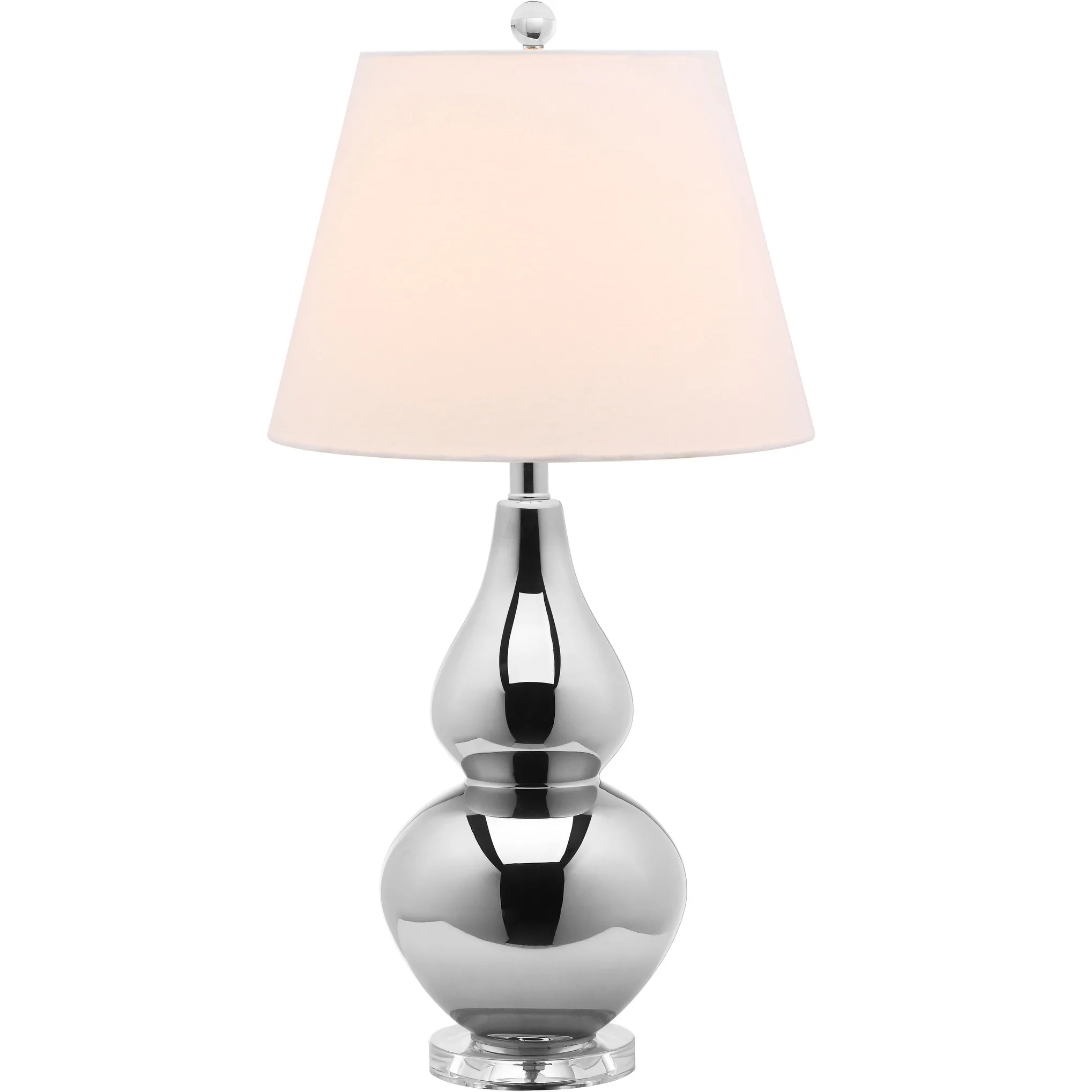 SAFAVIEH Lighting 27-inch Cybil Silver Double Gourd Table Lamp - 14