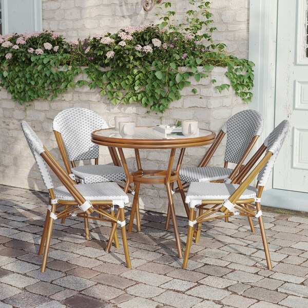 Indoor/Outdoor Commercial Bistro Set with Table and Four Chairs