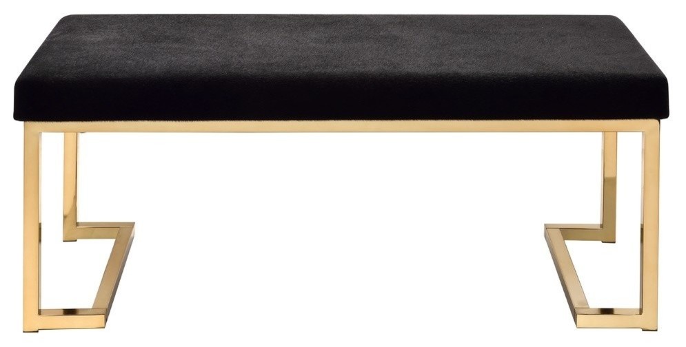 Acme Boice Bench  Black Fabric and Champagne   Contemporary   Upholstered Benches   by GwG Outlet  Houzz