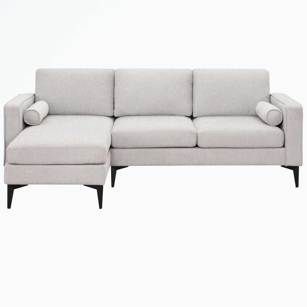 Fabric Sectional Sofa with Reversible Chaise  2 Pillows