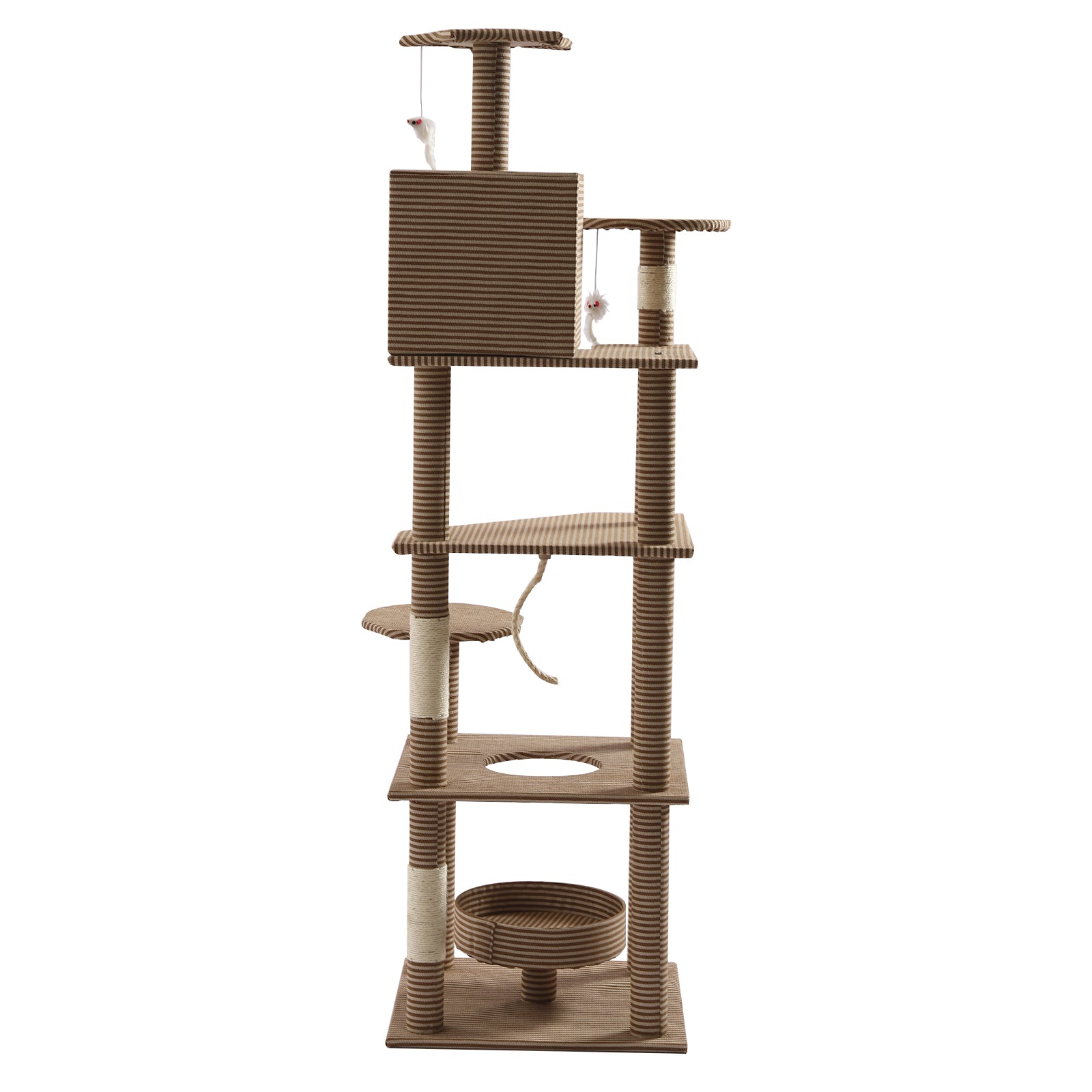 Loyalheartdy Floor to Ceiling Cat Tree， 5.5Ft Tall Cat Climbing Tree Cat Tower Kitty Play House w/Scratching Posts Condo Perches