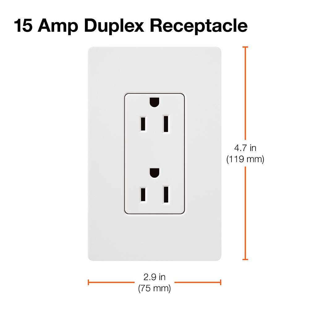 Lutron Claro 15 Amp Duplex Outlet White (CAR-15-WH) CAR-15-WH