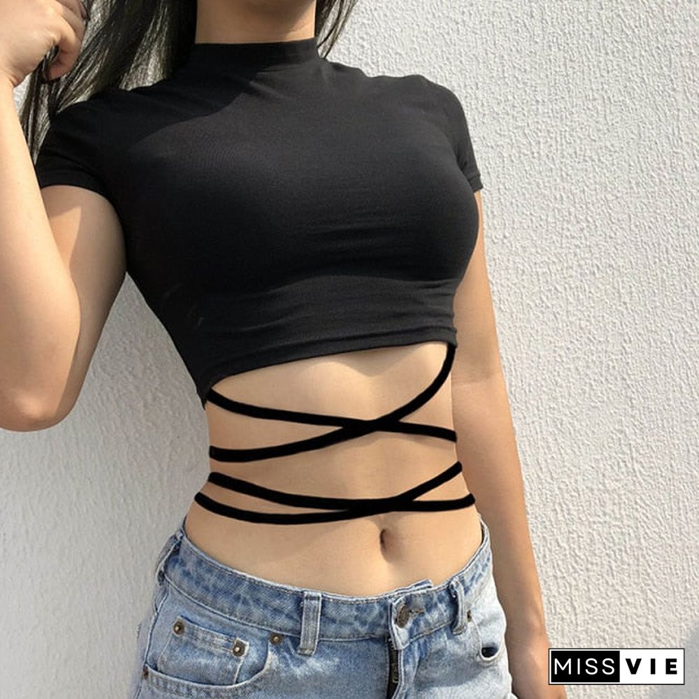 Casual Solid O-Neck Long Sleeve Crop Top Women Side Drawstring Ruched White T-Shirt Female Tee Shirt Top For Women Clothing