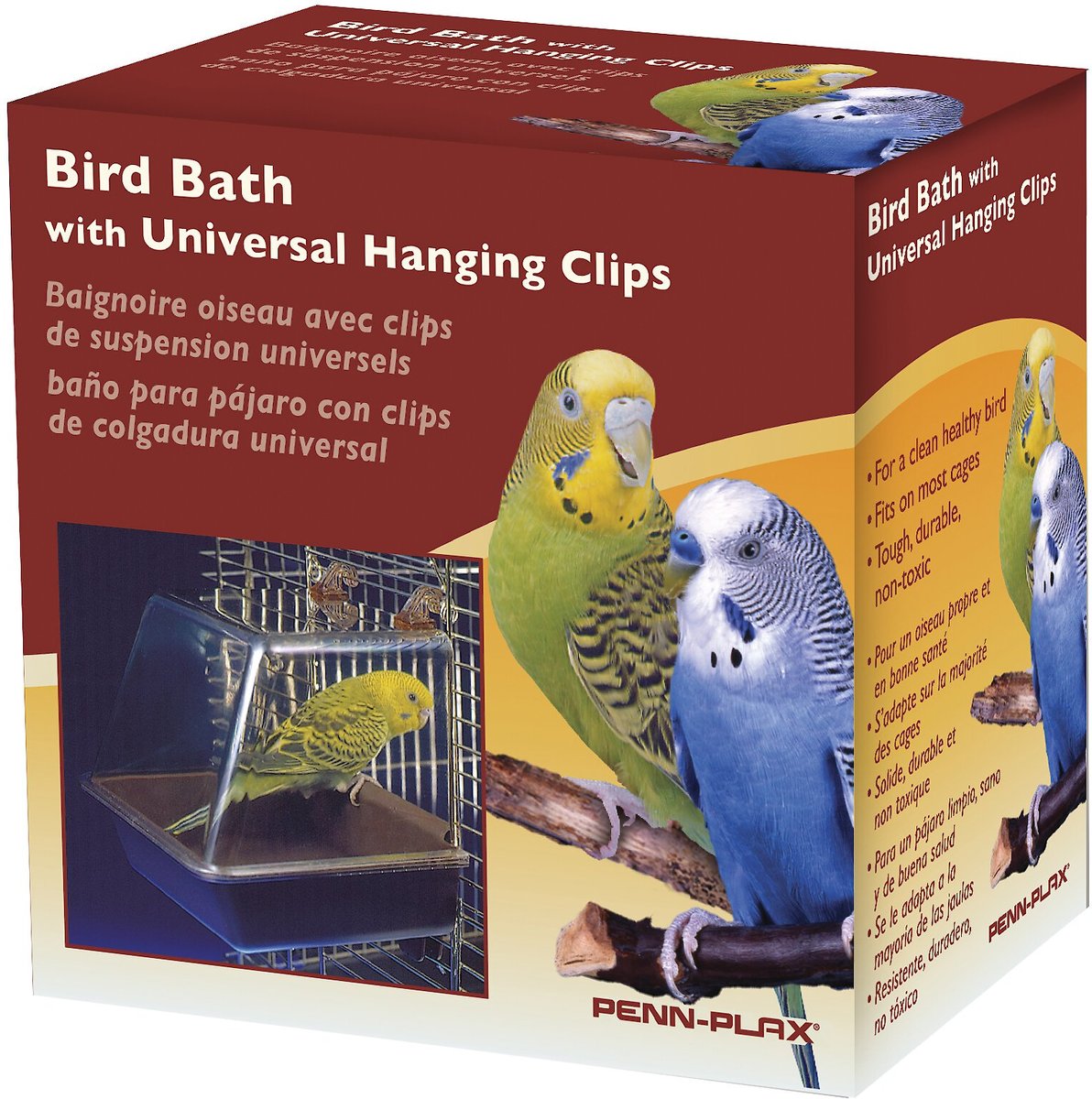 Penn-Plax Bird Bath with Universal Hanging Clips