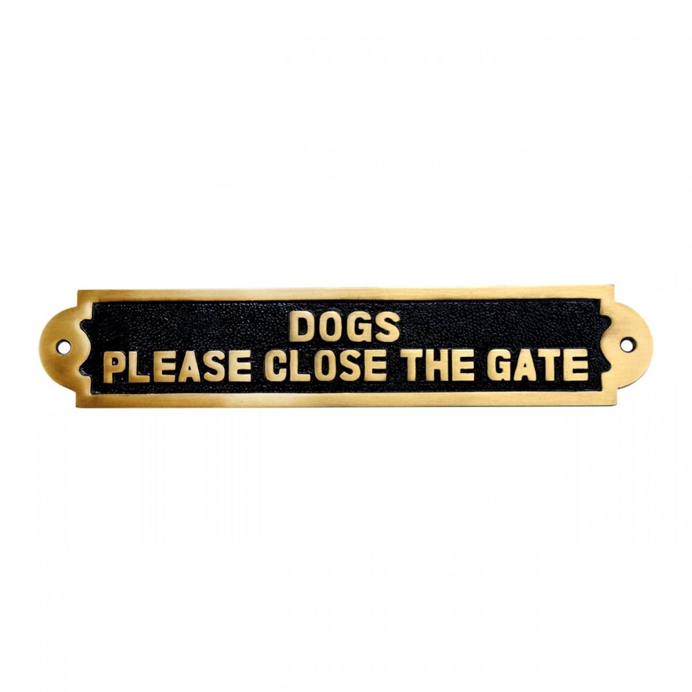 Dog Sign Outdoor Gate Plate Brass Plaque 2.2\