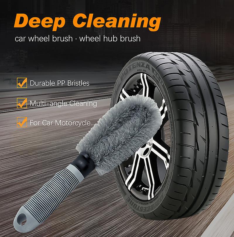 Born Pretty 2pcs Car Tire Brush Kit Car Rims Wheel Hub Cleaning Brush  Truck Motorcycle Wash Tool Non-slip Handle Wheels Brush Dust Remover