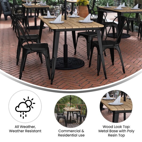 30x60 Commercial Poly Resin Restaurant Table with Umbrella Hole