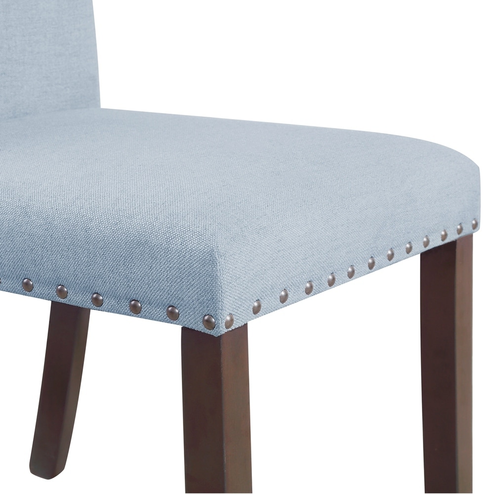 High Back Upholstered Nailhead Trim Parsons Dining Chairs (Set of 2)