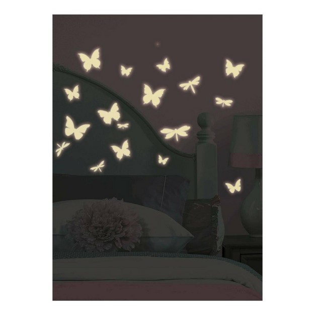 Butterflies And Dragonflies Glow In The Dark Wall Decal White Roommates