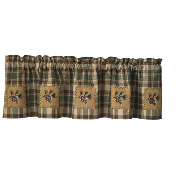 Park Designs Scotch Pine Lined Patch Valance Green